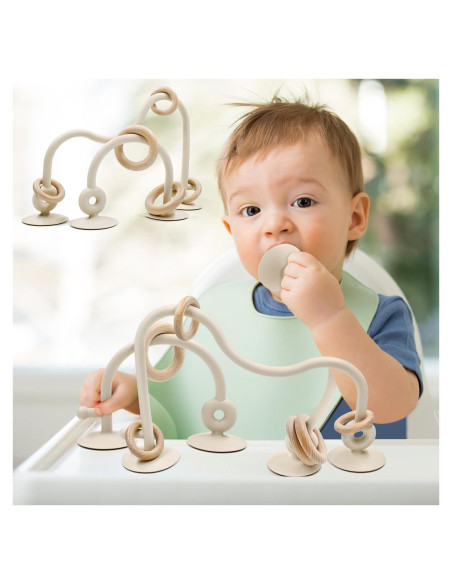 Juguete de Masticación Aituitui para Bebés - Silicona y Madera Beige Juguete de Masticación Aituitui para Bebés - Silicona y Madera Beige