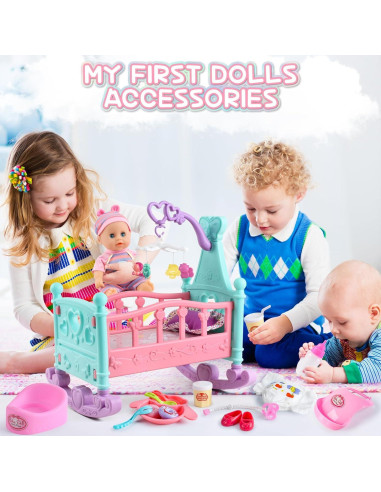 Set de Juego de Muñeca de 30 cm de deAO con Cuna y Accesorios