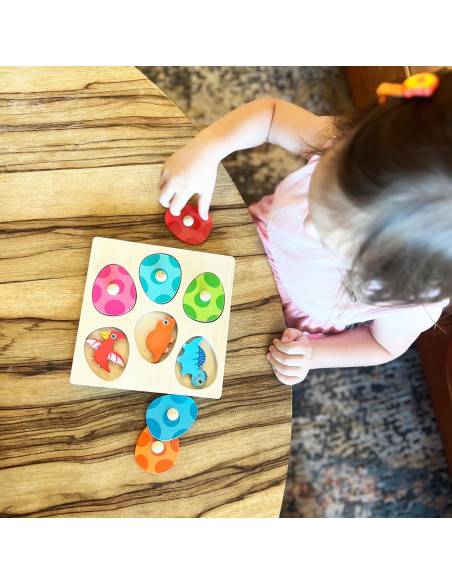 Rompecabezas de Madera Montessori Mama Dinosaurios 1-3 Años Rompecabezas de Madera Montessori Mama Dinosaurios 1-3 Años
