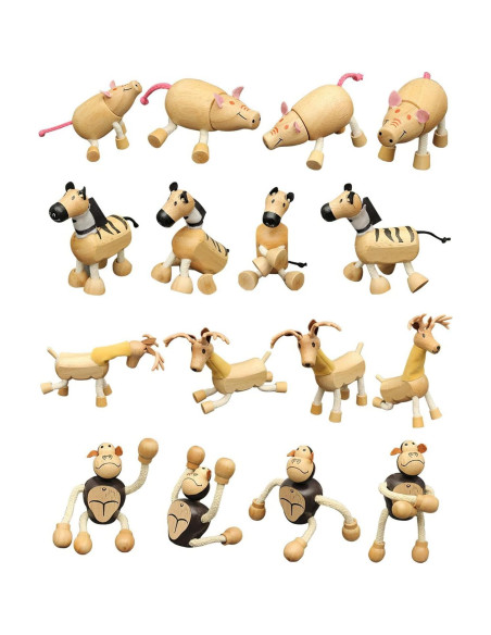 Juego de 14 Figuras de Animales de Madera MIKNEKE - Juguetes Educativos Juego de 14 Figuras de Animales de Madera MIKNEKE - Juguetes Educativos