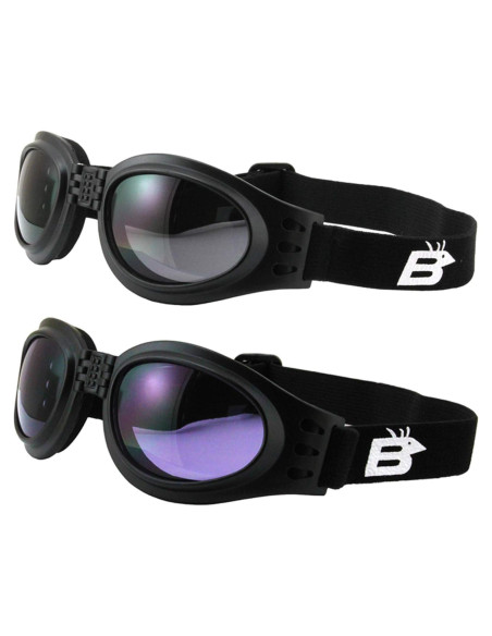 Gafas de Motocicleta Plegables Birdz con Lentes Ahumados y Morados Gafas de Motocicleta Plegables Birdz con Lentes Ahumados y Morados