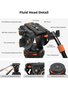 Trípode de Video K&F Concept 191cm con Cabezal Fluido 8kg 2