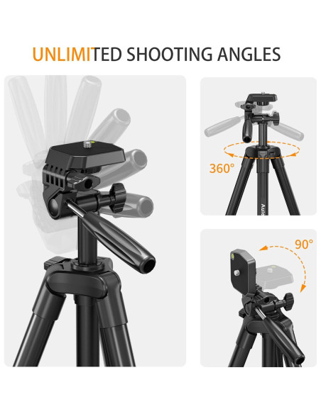 Trípode ligero Auleda VT-831S para cámara y teléfono, 152.4 cm Trípode ligero Auleda VT-831S para cámara y teléfono, 152.4 cm