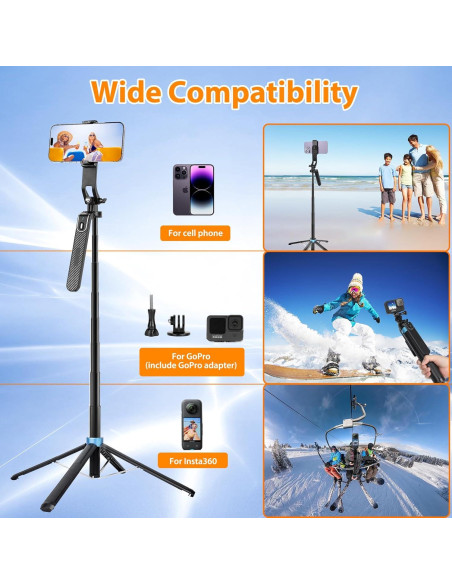 Trípode de Selfie Eocean 71" Alto con Control Remoto y Adaptador Trípode de Selfie Eocean 71" Alto con Control Remoto y Adaptador