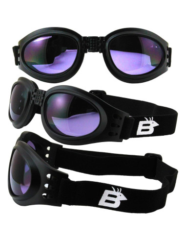 Gafas de Motocicleta Plegables Birdz con Lentes Ahumados y Morados