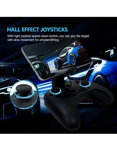 Controlador Inalámbrico Bluetooth INGQI Doble Efecto Hall Negro