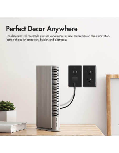 Toma de Corriente Decorativa Micmi 15Amp 10Pack Negra Toma de Corriente Decorativa Micmi 15Amp 10Pack Negra