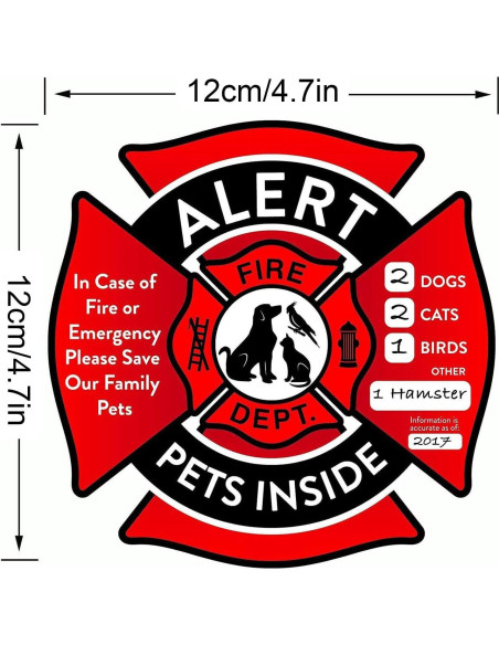 Calcomanía de Alerta para Mascotas Genérica 12x12 cm Calcomanía de Alerta para Mascotas Genérica 12x12 cm