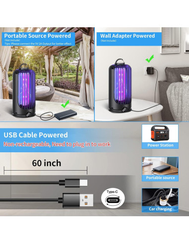 Trampa de Insectos Voladores Elechome BK-19 3600V Recargable