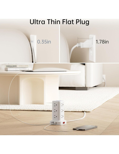 Torre de Energía SMALLRT 10FT con 12 Salidas y USB-C Torre de Energía SMALLRT 10FT con 12 Salidas y USB-C