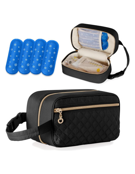 Bolsa de Enfriamiento de Leche Materna Damero Negro con 4 Hielos Bolsa de Enfriamiento de Leche Materna Damero Negro con 4 Hielos