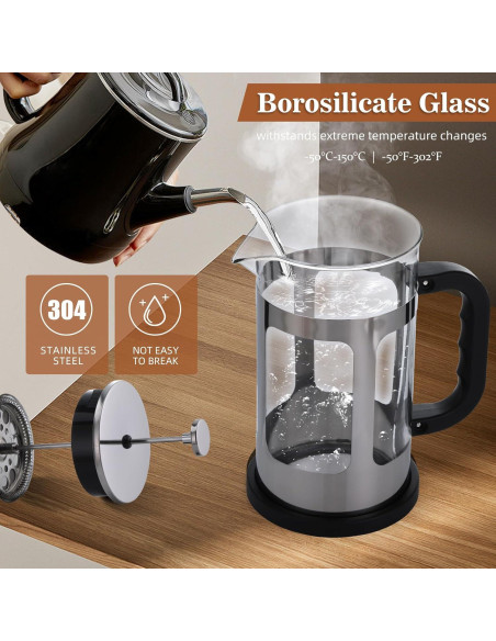 Cafetera Prensa Francesa Dircolz 21oz Acero Inoxidable 304 Cafetera Prensa Francesa Dircolz 21oz Acero Inoxidable 304