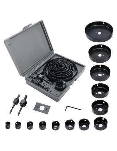 Kit de Sierras de Agujeros 17 Piezas 8MILELAKE Acero al Carbono