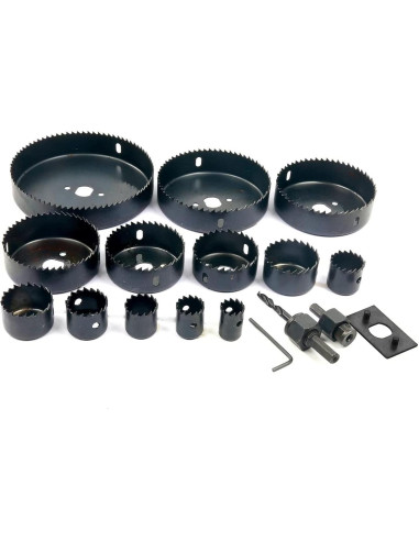 Kit de Sierras de Agujeros 17 Piezas 8MILELAKE Acero al Carbono