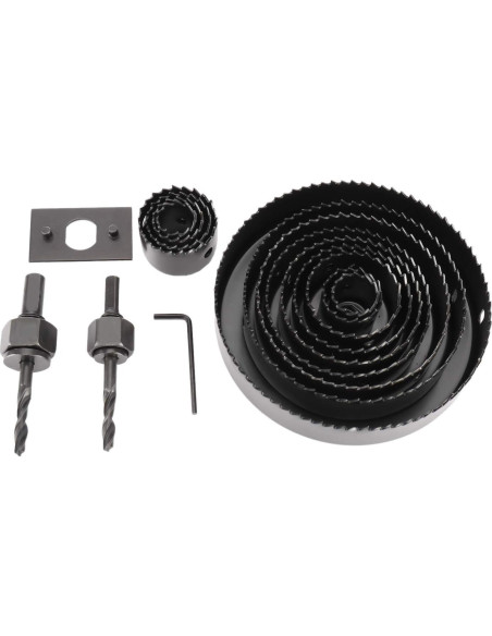 Kit de Sierras de Agujeros 17 Piezas 8MILELAKE Acero al Carbono Kit de Sierras de Agujeros 17 Piezas 8MILELAKE Acero al Carbono