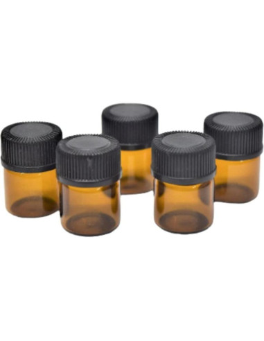 Set de 50 Botellas de Vidrio Ámbar 1ml con Tapa y Pipetas