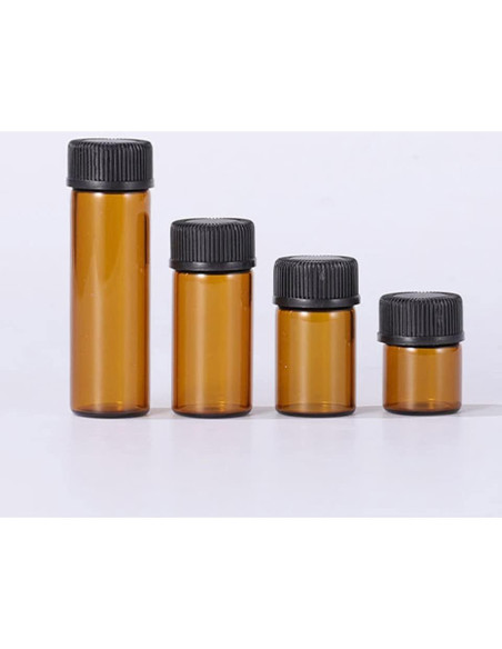 Set de 50 Botellas de Vidrio Ámbar 1ml con Tapa y Pipetas Set de 50 Botellas de Vidrio Ámbar 1ml con Tapa y Pipetas