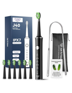 Cepillo de Dientes Eléctrico JTF Negro con 6 Cabezas y 5 Modos