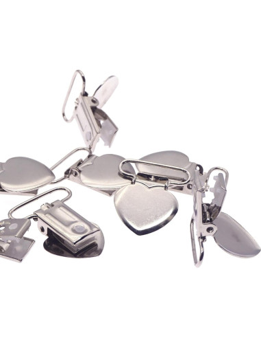 Clips de Suspensión de Corazón Plateado 10pcs - Metal y Plástico