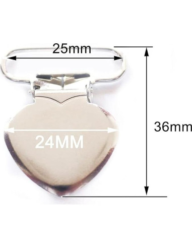 Clips de Suspensión de Corazón Plateado 10pcs - Metal y Plástico