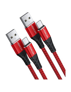 Cable USB C HOINZN 1.83m Rojo Carga Rápida 3A 2-Pack