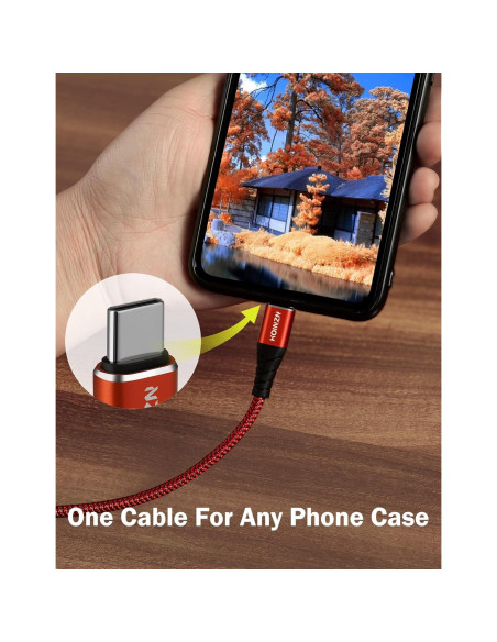 Cable USB C HOINZN 1.83m Rojo Carga Rápida 3A 2-Pack Cable USB C HOINZN 1.83m Rojo Carga Rápida 3A 2-Pack