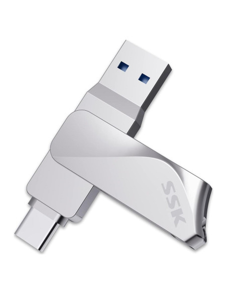 SSK 64GB Unidad Flash USB C y USB A 3.2 Velocidad 200MB/s SSK 64GB Unidad Flash USB C y USB A 3.2 Velocidad 200MB/s