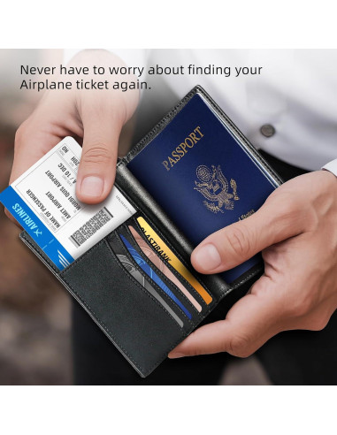 Billetera de Pasaporte RFID Oriver con Soporte para AirTag - Negro