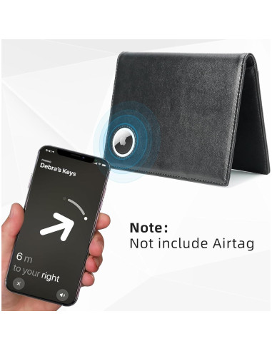 Billetera de Pasaporte RFID Oriver con Soporte para AirTag - Negro