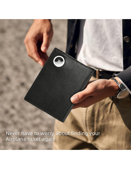 Billetera de Pasaporte RFID Oriver con Soporte para AirTag - Negro Billetera de Pasaporte RFID Oriver con Soporte para AirTag - Negro