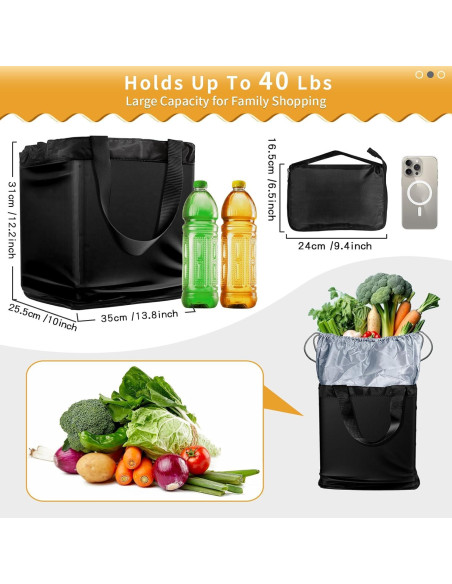 Bolsa de Compras Reutilizable Nylon Impermeable 33x25.4x30.5 cm Bolsa de Compras Reutilizable Nylon Impermeable 33x25.4x30.5 cm