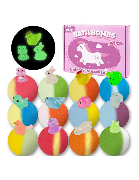 Set de 12 Bombas de Baño DOVIPE con Juguete Brillante Set de 12 Bombas de Baño DOVIPE con Juguete Brillante