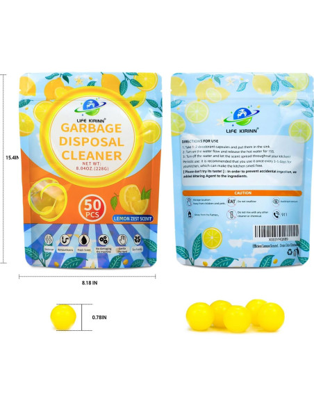 Ambientador para triturador de basura LIFE KIRINN 50 gotas limón Ambientador para triturador de basura LIFE KIRINN 50 gotas limón