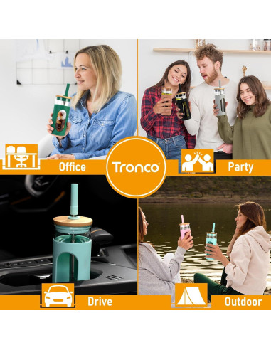 Vaso de Vidrio Borosilicato 768ml Tronco con Tapa de Bambú