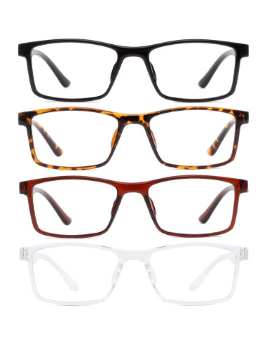 Gafas Rectangulares Bloqueadoras de Luz Azul Przene - 4 Pack Unisex