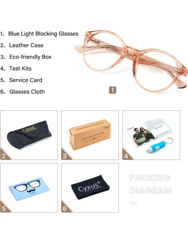 Gafas de Luz Azul Cyxus para Mujeres Redondas TR90 Rosa