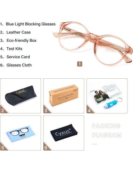 Gafas de Luz Azul Cyxus para Mujeres Redondas TR90 Rosa Gafas de Luz Azul Cyxus para Mujeres Redondas TR90 Rosa