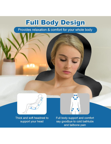 Almohada de Baño de Cuerpo Completo sxiiro 130x41cm Antideslizante