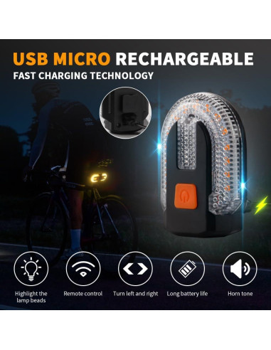 Luz Trasera de Bicicleta Teguangmei con Señal de Giro 5 Modos