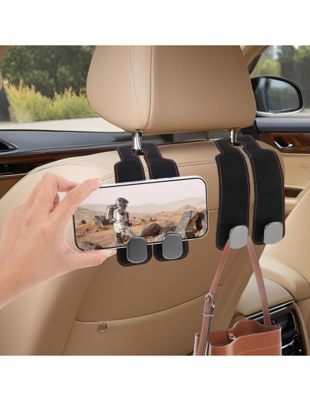 Ganchos para Coche Cobee 4PCS Doble Gancho Soporte Negro Ganchos para Coche Cobee 4PCS Doble Gancho Soporte Negro