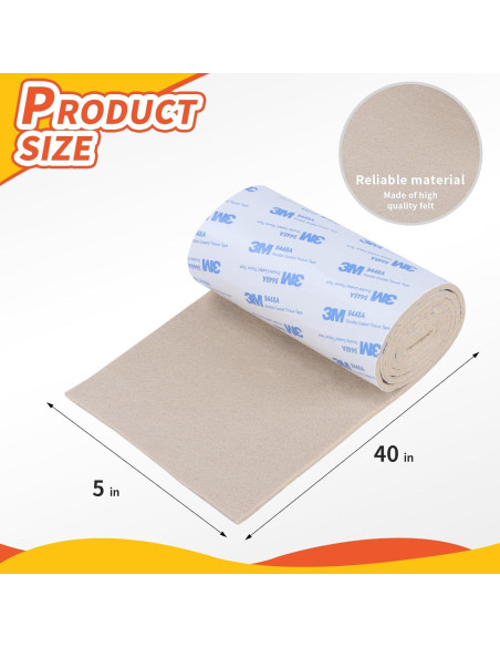 Almohadillas de Fieltro Autoadhesivas VOCOMO 12.7x101.6 cm Beige Almohadillas de Fieltro Autoadhesivas VOCOMO 12.7x101.6 cm Beige
