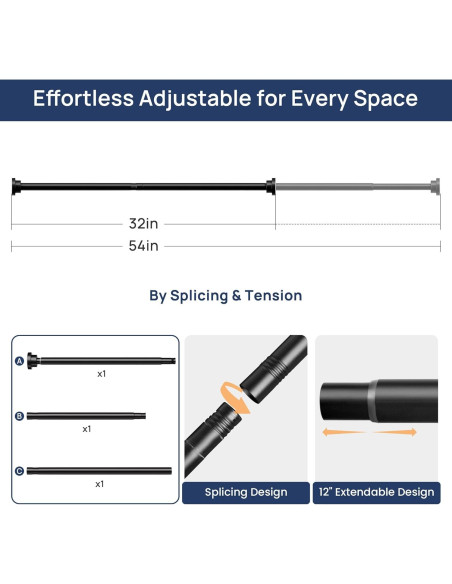 Varilla de Cortina de Tensión Ajustable ENJOYBASICS 81-137 cm Negro Varilla de Cortina de Tensión Ajustable ENJOYBASICS 81-137 cm Negro
