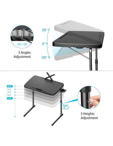 Mesa de bandeja de TV Allpop Ultra ajustable negra 70.1x45 cm Mesa de bandeja de TV Allpop Ultra ajustable negra 70.1x45 cm