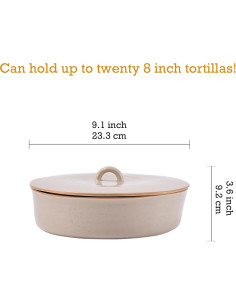 Calentador de Tortillas de Cerámica Bico Beige 23 cm con Tapa 2