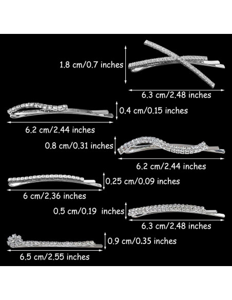 Conjunto de 16 Pinzas para el Cabello REDANHA Plateadas con Rhinestones Conjunto de 16 Pinzas para el Cabello REDANHA Plateadas con Rhinestones