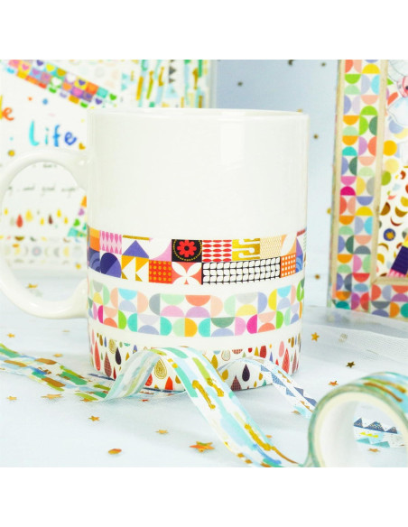 Conjunto de Cinta Washi YUBX 12 Rollos 15mm x 3m Patrones Básicos Conjunto de Cinta Washi YUBX 12 Rollos 15mm x 3m Patrones Básicos