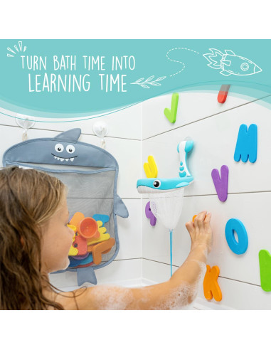 Organizador de Juguetes de Baño Comfylife Tiburón + Letras y Números