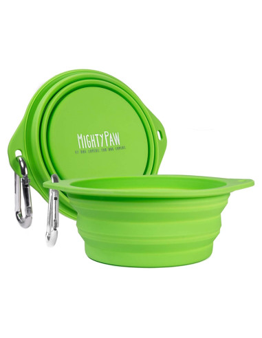 Conjunto de Tazones Plegables para Perros Mighty Paw - 800 ml - Verde