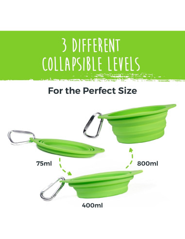 Conjunto de Tazones Plegables para Perros Mighty Paw - 800 ml - Verde