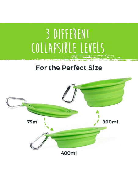 Conjunto de Tazones Plegables para Perros Mighty Paw - 800 ml - Verde Conjunto de Tazones Plegables para Perros Mighty Paw - 800 ml - Verde